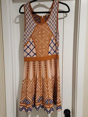 Champagne & Strawberry (Anthropologie Brand) Boho Rayon Knit Dress Size L (10)